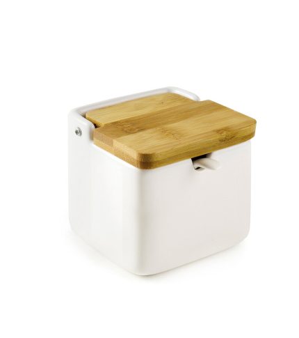 Pot à sel ou à sucre avec cuillère, céramique et bambou 0,35 l – Ibili