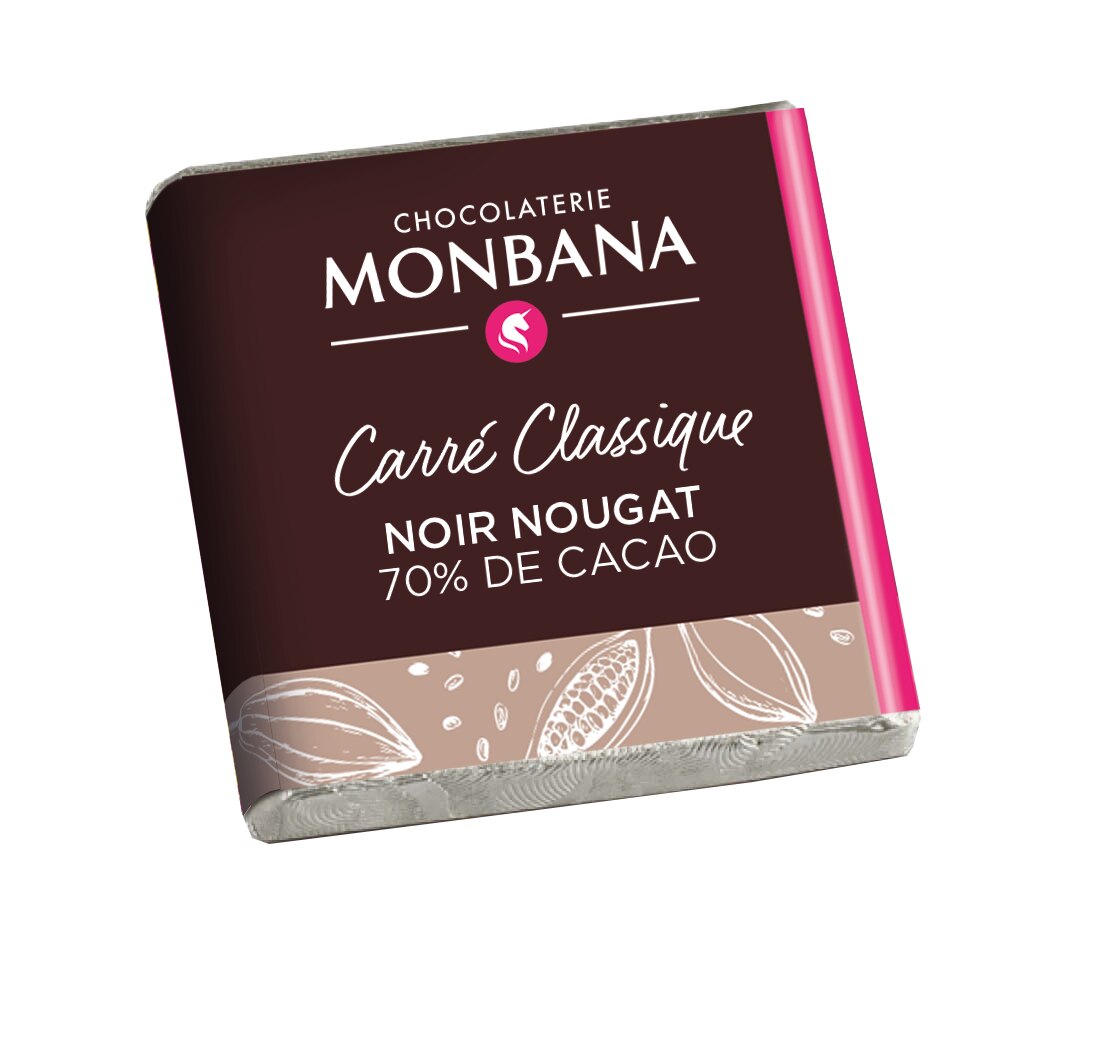 Carrés de chocolat noir au nougat – Monbana