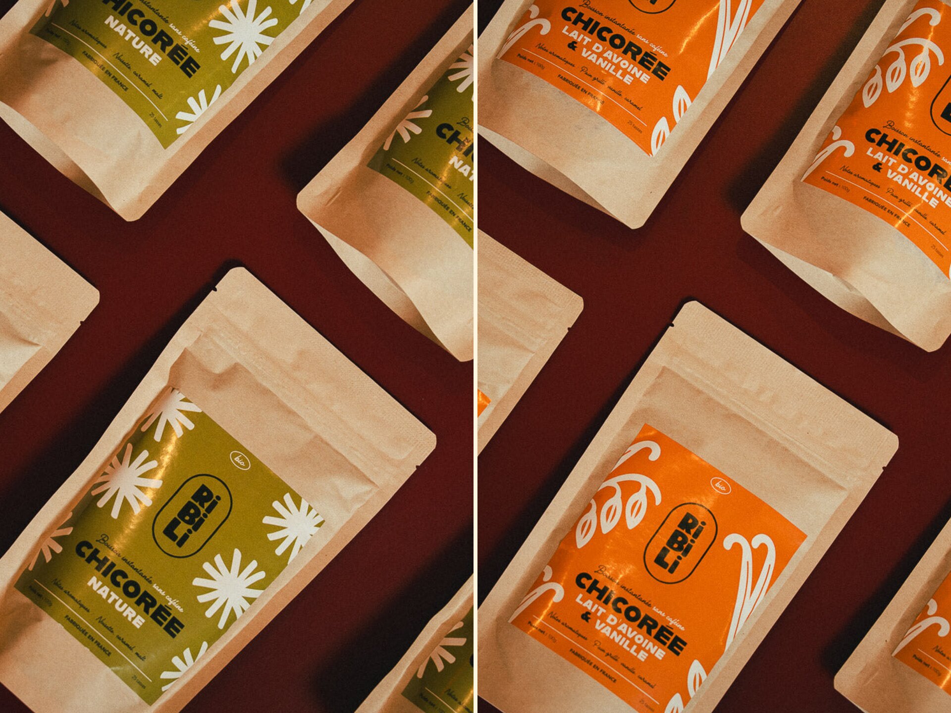 Sachets de chicorée Ribili nature et lait d’avoine-vanille