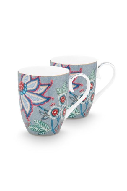 Coffret de 2 grands mugs Flower Festival 350 ml, bleu clair – Pip Studio