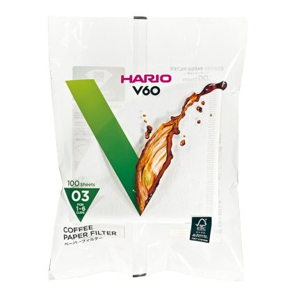Filtres papier V60 taille 03, blancs, boîte de 100 – Hario