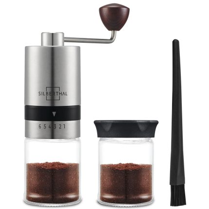 Moulin à café manuel, inox et verre – Silberthal
