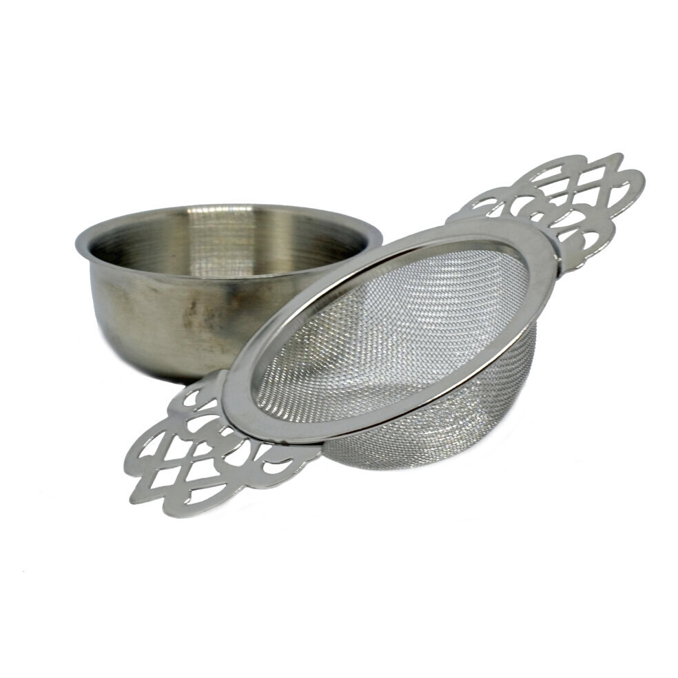 Passoire à thé basse en inox avec soucoupe – Arelo – Image 2