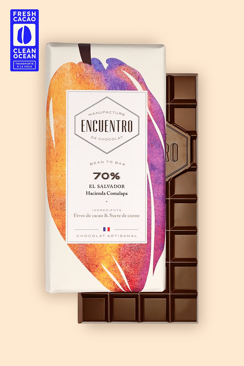 Tablette chocolat noir 70 % El Salvador – Encuentro, 75 g