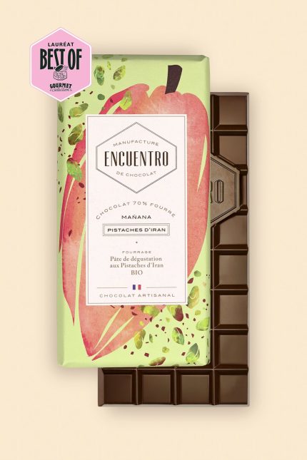 Tablette chocolat noir fourrée pistache – Encuentro, 100 g